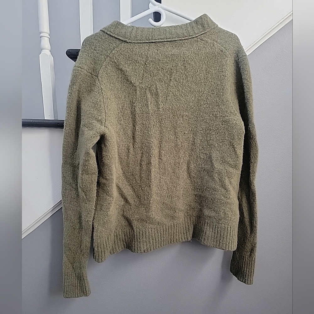 Bonobos Men's Bouclé Cardigan Olive Green Wool Large Preppy Academia - Picture 5 of 5